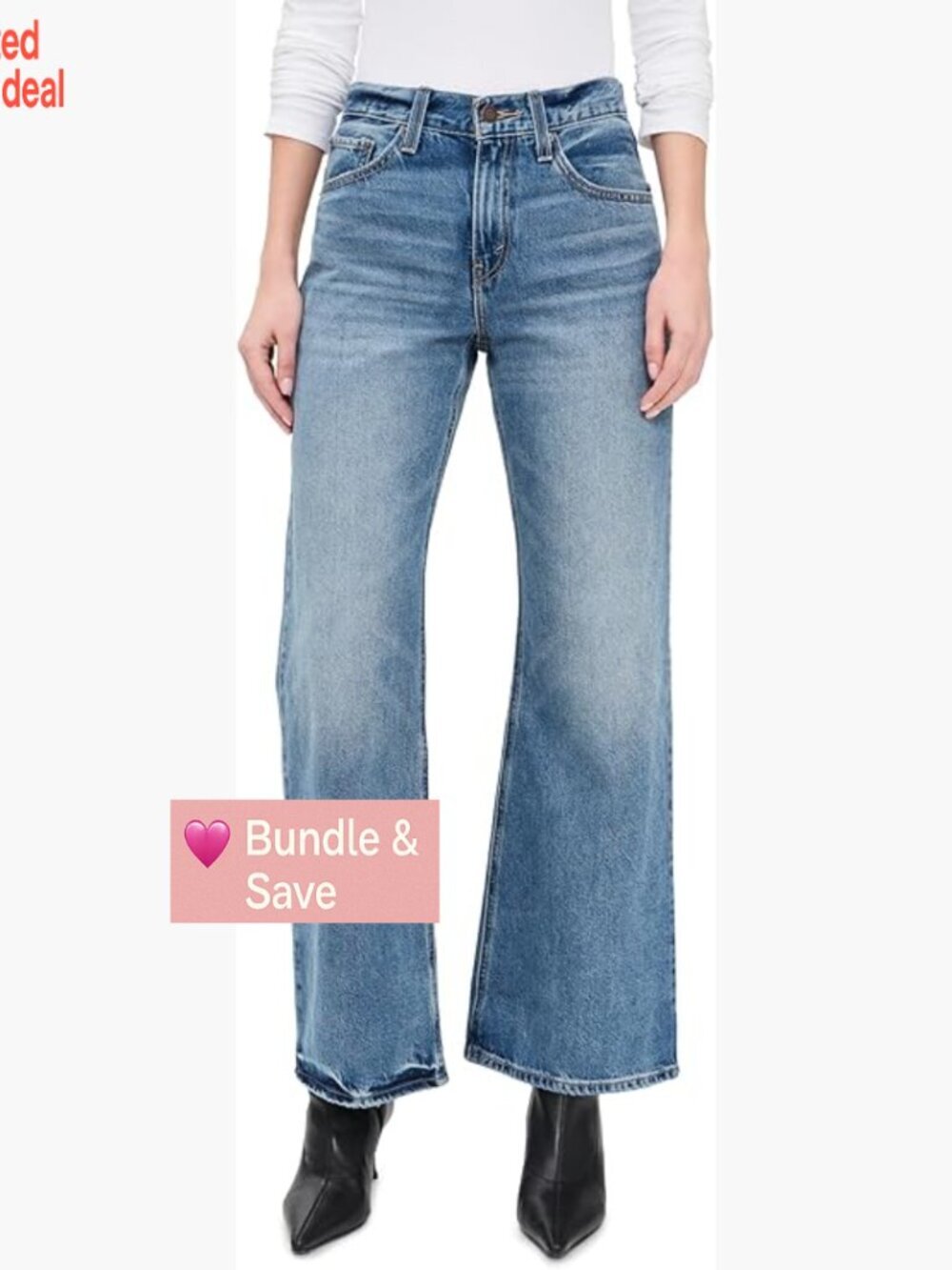 Loose Bootcut Jeans with Mid Rise, Classic Denim, Adult Size